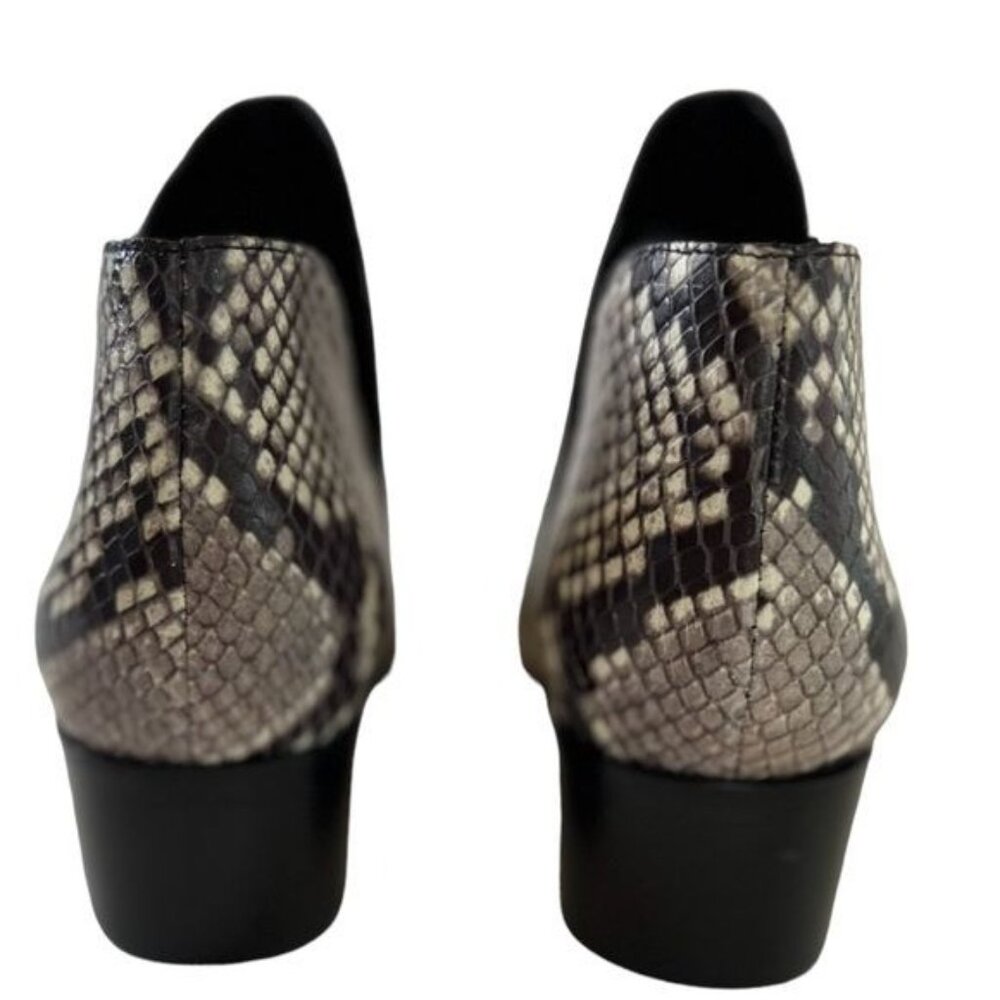 Marc Fisher Yilda Notched Western Leather Ankle Bootie Black Snake Size 8 - Picture 5 of 10